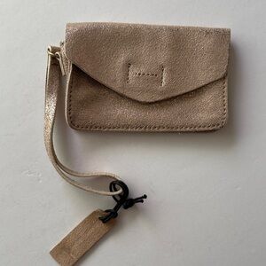 Gap leather wristlet card holder rose gold new
